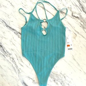 strappy metal ring body suit